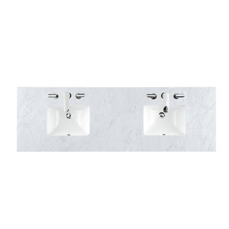 Addison 72 in. W x 23.5 in. D x 35.5 in. H Bathroom Vanity in Glossy White with Carrara White Marble Top