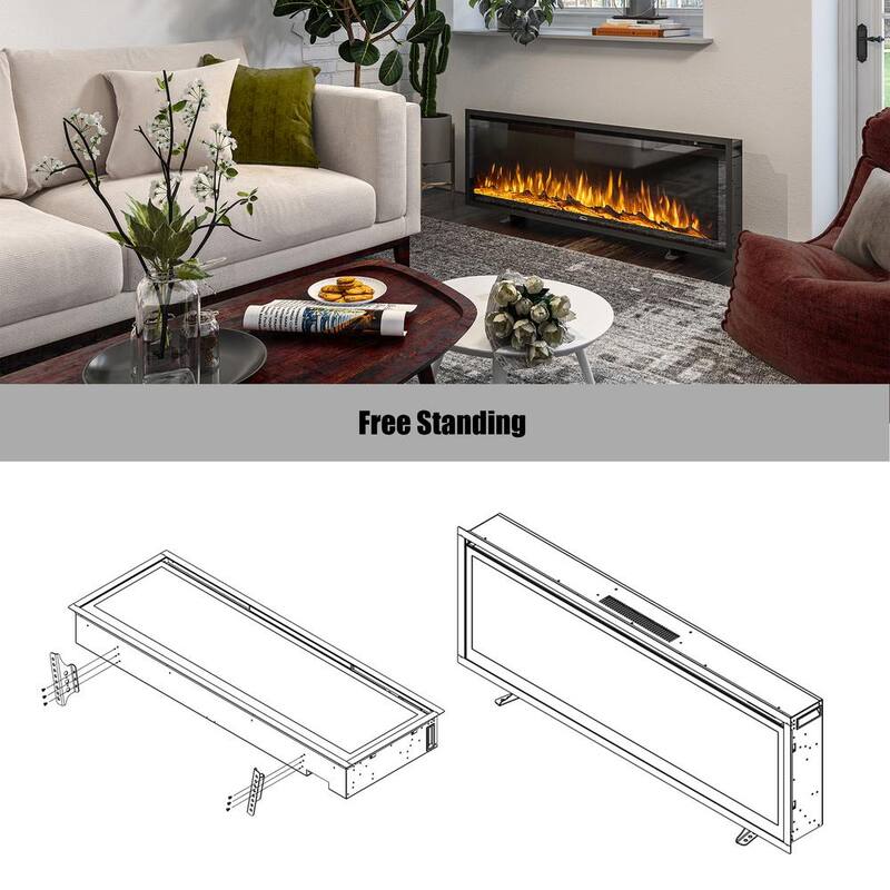 72 in. Wall Mounted Standing Electric Heater Electric Fireplace in Black