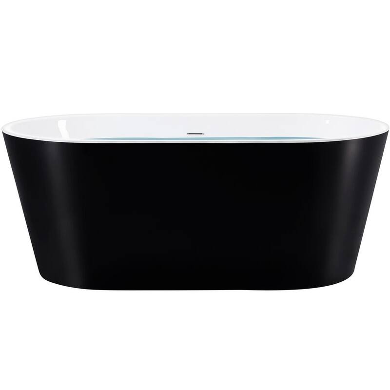 59 in. Fiberglass Double Ended Flatbottom Non-Whirlpool Bathtub in Glossy Black