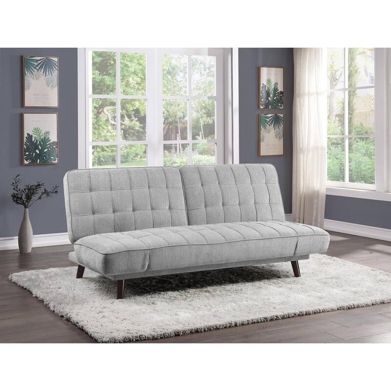 79.5 in. Silver Gray Chenille Fabric Upholstered 2-Seater Loveseat with Attached Cushions Adjustable Arms Casual