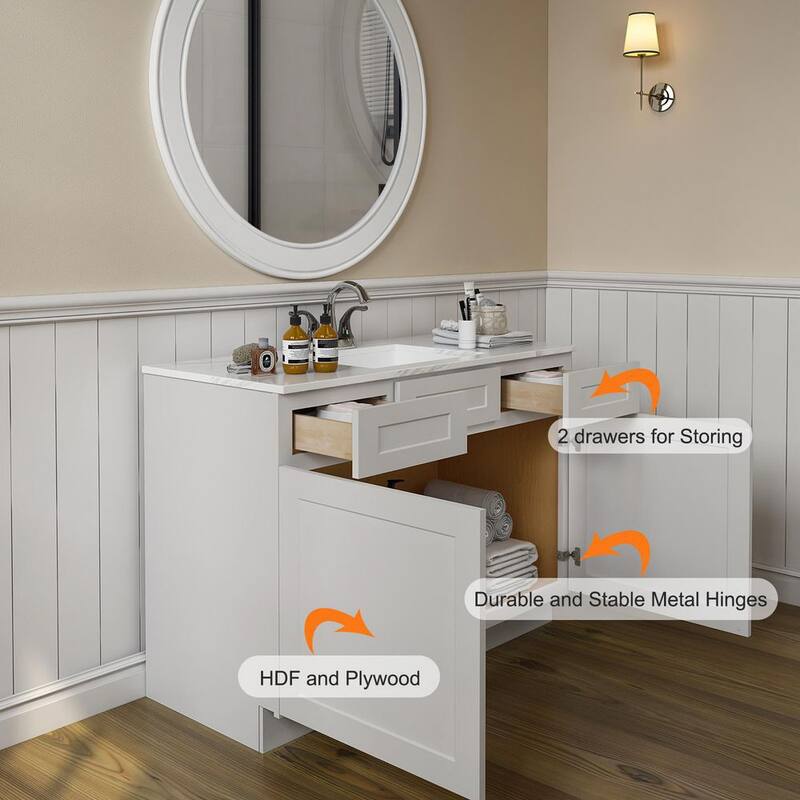 42-in W X 21-in D X 34.5-in H in Shaker Dove Plywood Ready to Assemble Floor Vanity Sink Base Kitchen Cabinet