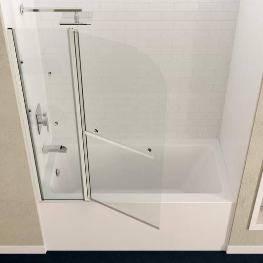 5 ft. Acrylic Left Drain Rectangle Tub in White with 48 in.W x 58 in. H Frameless Tub Door in Brushed Nickel