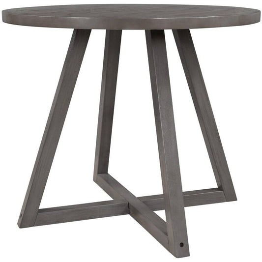 36 in. Gray Wood Top Round Dining Table