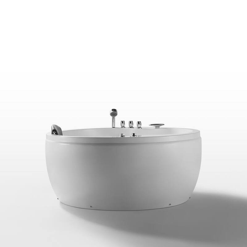 59 in. Acrylic Right Drain Apron Front Freestanding Whirlpool Bathtub in White with Water Jets and Tub Filler