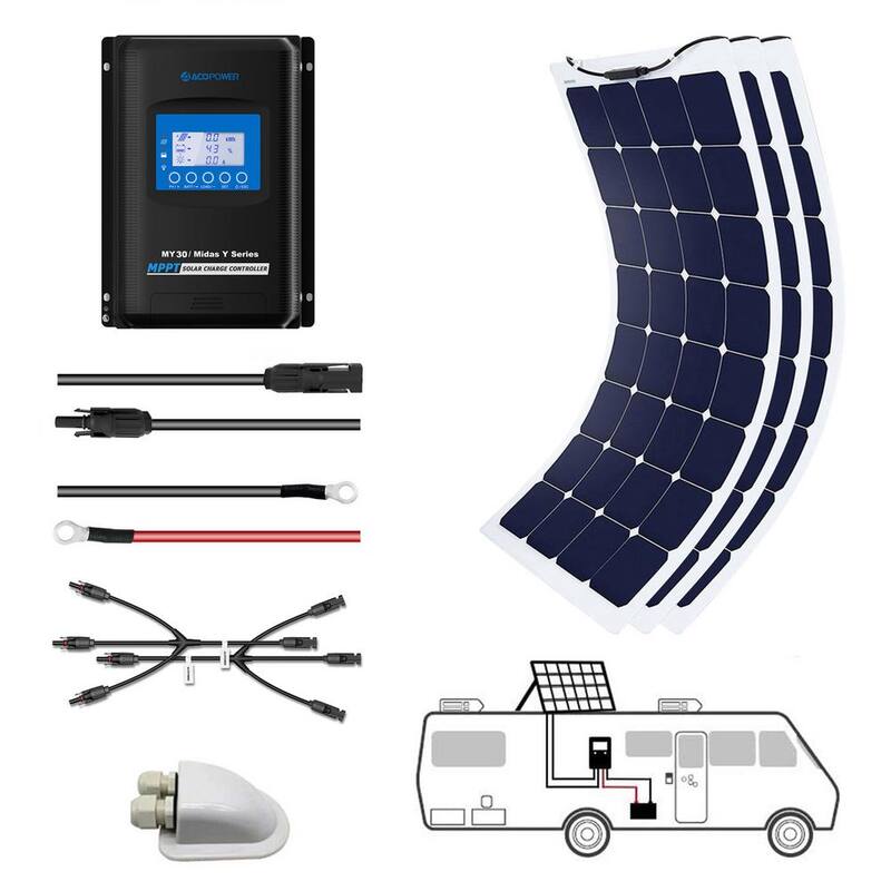 330-Watt Flexible Monocrystalline OffGrid Solar Power Kit with 3 x 110-Watt Solar Panel 30 Amp MPPT Charge Controller