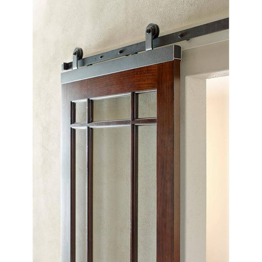 84 in. DesignGlide Matte Black Soft-Close Barn Door Sliding Door Hardware Kit