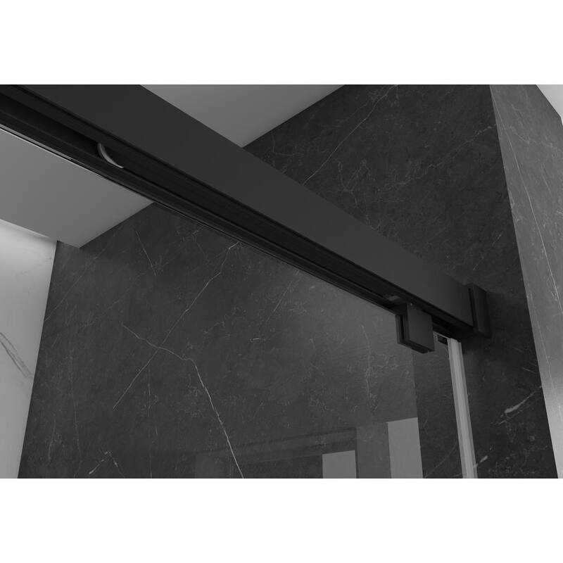 48 in. W x 76 in. H Single Sliding Frameless Shower Door in Matte Black Finish with Clear Glass