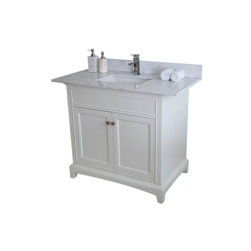 37 in. W x 22 in. D Engineered Stone Composite Vanity Top in White with White Rectangular Single Sink