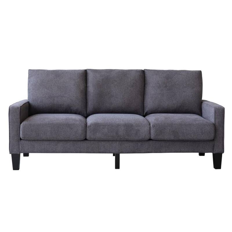 75 in. W Square Arm Polyester Modern Straight Sofa in Dark Gray