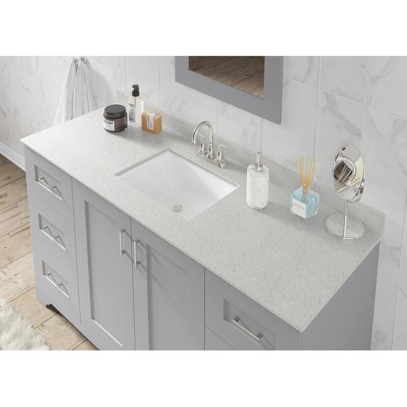 61 in. W x 22 in. D Cultured Marble Rectangular Undermount Single Basin Vanity Top in Silver Stream