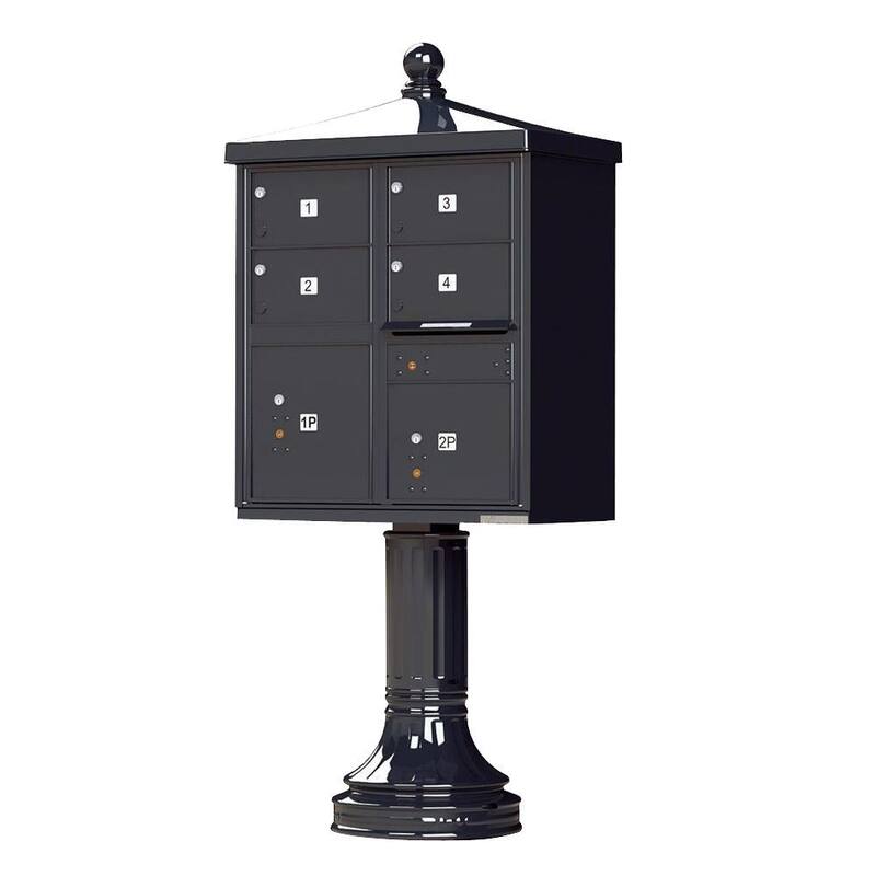 1570 Series 4-Large Mailboxes 1-Outgoing 2-Parcel Lockers Vital Cluster Mailbox with Vogue Traditional Accessories