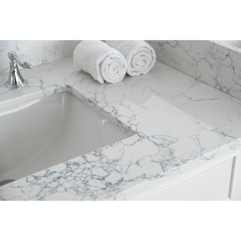 37 in. W x 22 in. D Engineered Stone Composite Vanity Top in White with White Rectangular Single Sink