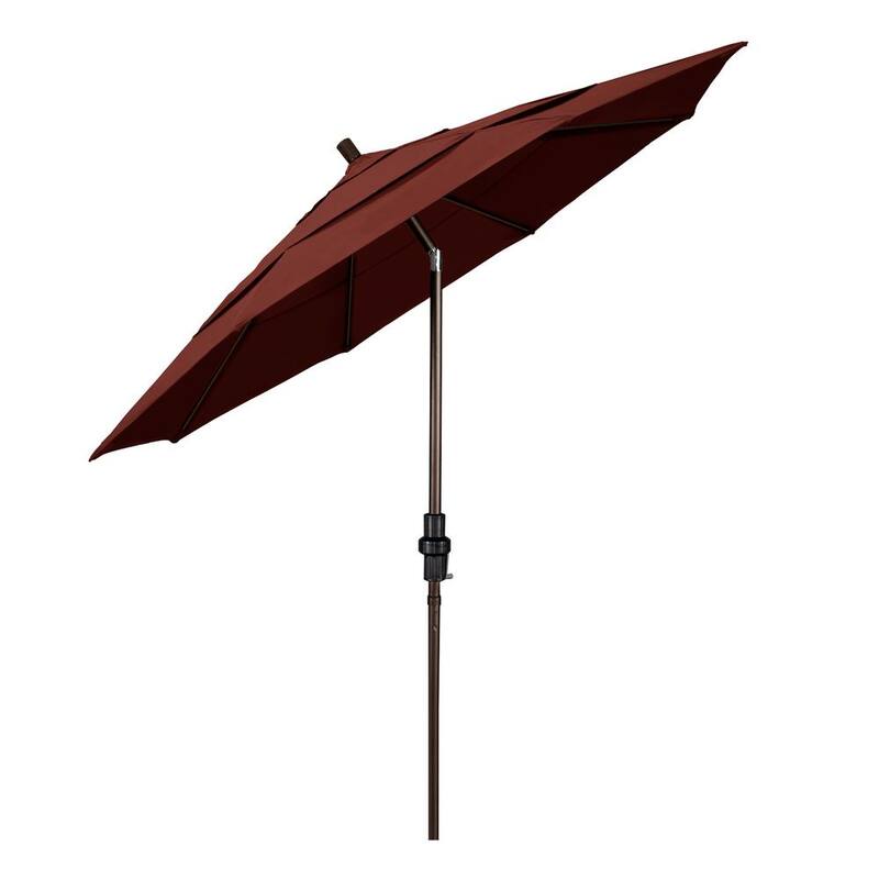 11 ft. Bronze Aluminum Pole Market Fiberglass Ribs Collar Tilt Crank Lift Outdoor Patio Umbrella in Henna Sunbrella