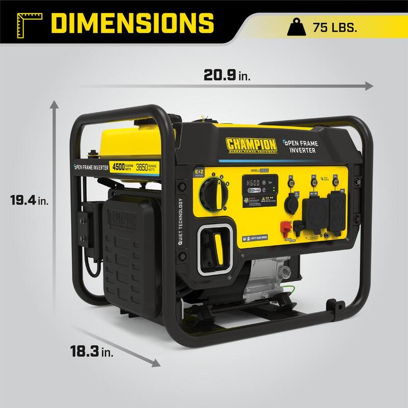 4500-Watt Gasoline Powered Open Frame Inverter Generator with CO Shield and Quiet Technology