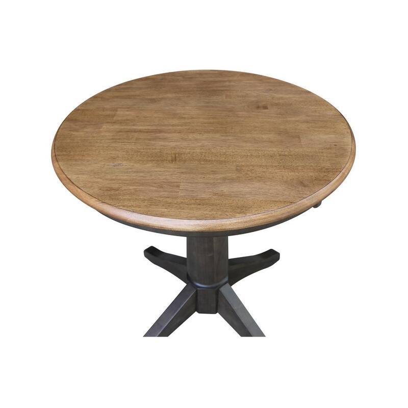 3-Piece Set Distressed Hickory and Washed Coal 30 in. Round Top Dining Table with 2-Side Chairs