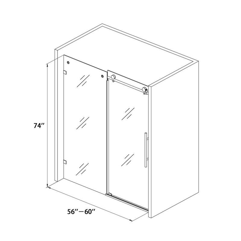 60 in. W x 74 in. H Sliding Semi Frameless Shower Door in Nickel with Handle