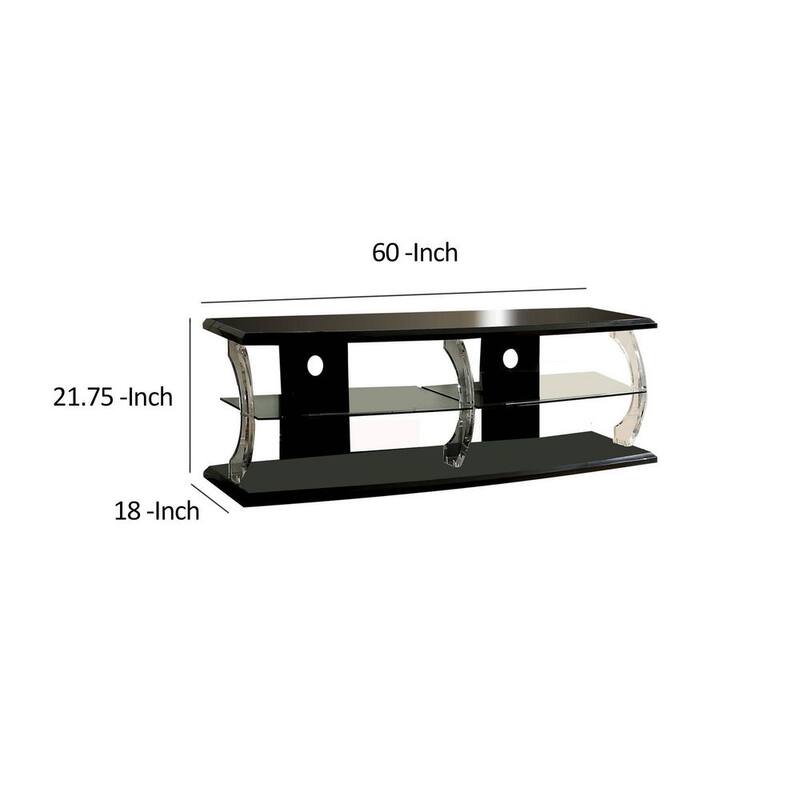 18 in. W Black and Clear Wooden TV Stand with Acrylic Posts and LED Lighting Fits TV's up to 60 in.