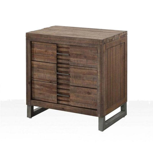 Amelia 3-Drawer Oak Nightstand 28 in. H x 28 in. W x 18 in. D