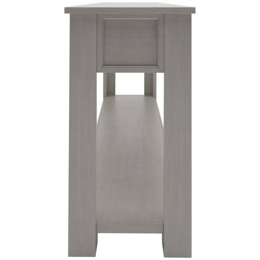 63 in. Gray Wash Standard Rectangle Wood Console Table