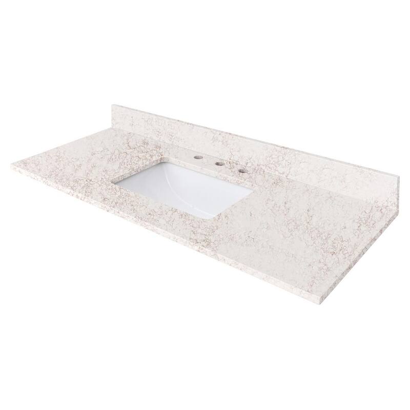 49 in. W x 22 in. D Quartz Vanity Top in Lotte Radianz Alluring with White Rectangular Single Sink