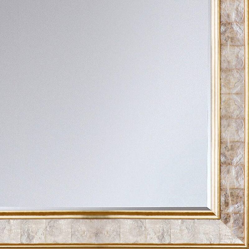 26 in. W x 36 in. H Rectangle Wood Pearl Framed Gold Decorative Mirror