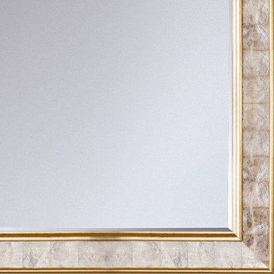 26 in. W x 36 in. H Rectangle Wood Pearl Framed Gold Decorative Mirror