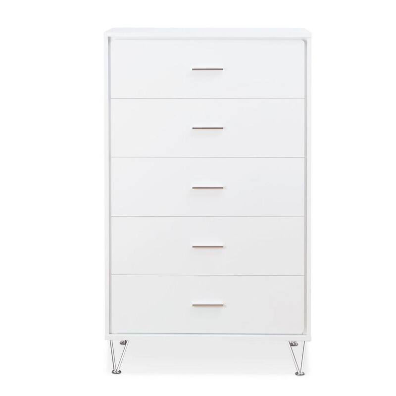 5 Drawer White Chest of Drawers 52 in H. X 32 in W. X 16 in D.