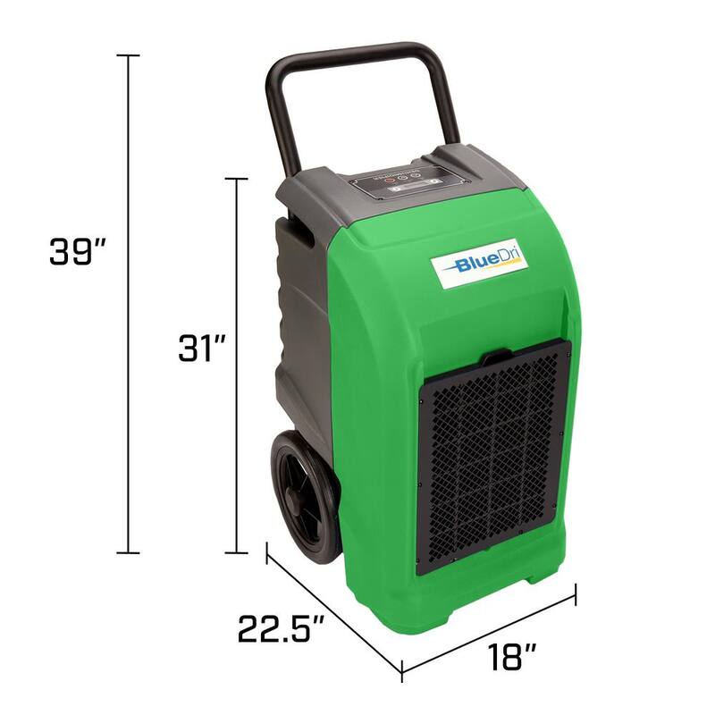 150-Pint Commercial Dehumidifier in Green for Water Damage Restoration Mold Remediation