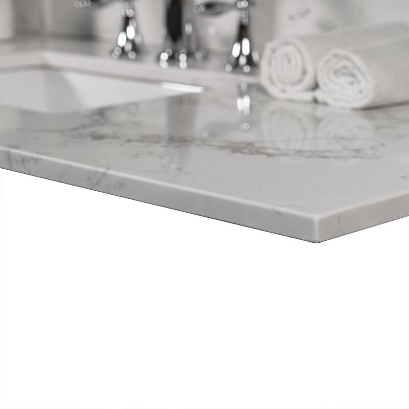 49 in. W x 22 in. D Engineered Stone Composite Vanity Top in White with White Rectangular Single Sink - 3 Hole