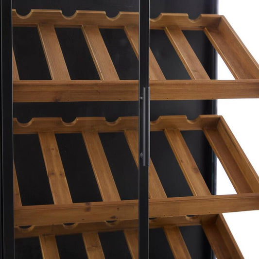 15-Bottle Black Wood Modern Standing Wine Rack