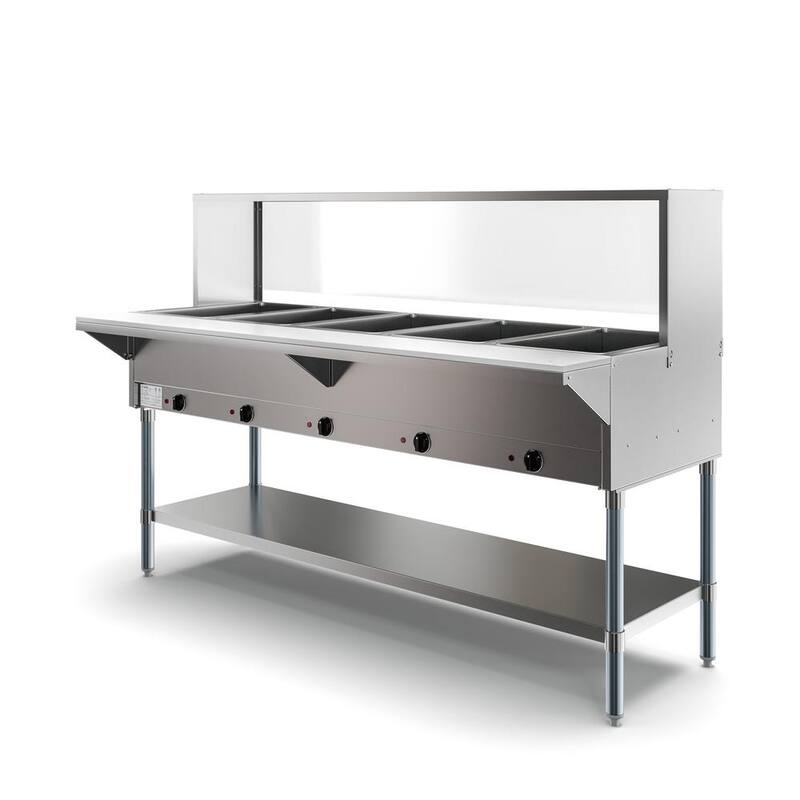 21 Qt. Stainless Steel Buffet Server with 5 Serving Sections and Protective Guard