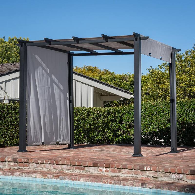 8 ft. x 10 ft. Metal Pergola with an Adjustable Gray Canopy