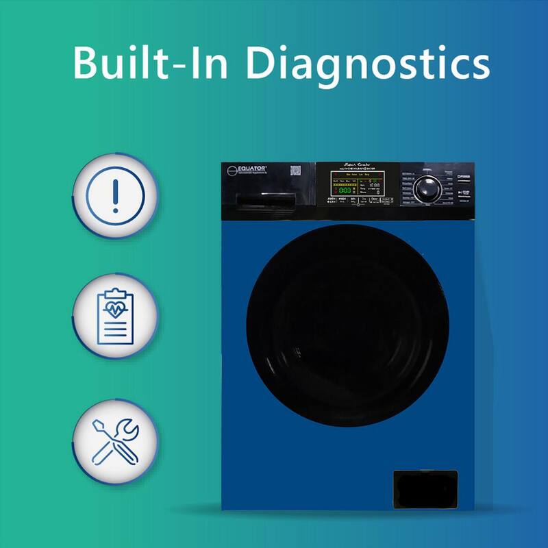 33.5 in. 18 lbs. 1.9 cu. ft. 110V Washer Smart Home All-in-One Washer and Dryer Combo in Blue/Black