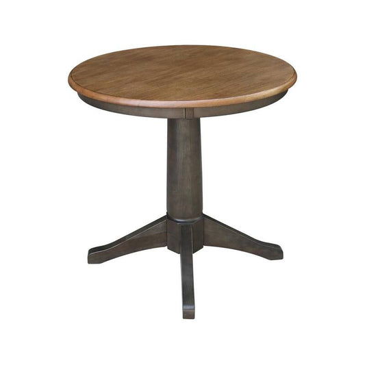 3-Piece Set Distressed Hickory and Washed Coal 30 in. Round Top Dining Table with 2-Side Chairs