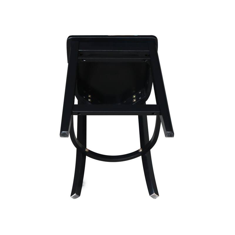 3 PC Set - Black Solid Wood 30 in. Square Table with 2 Side Stools