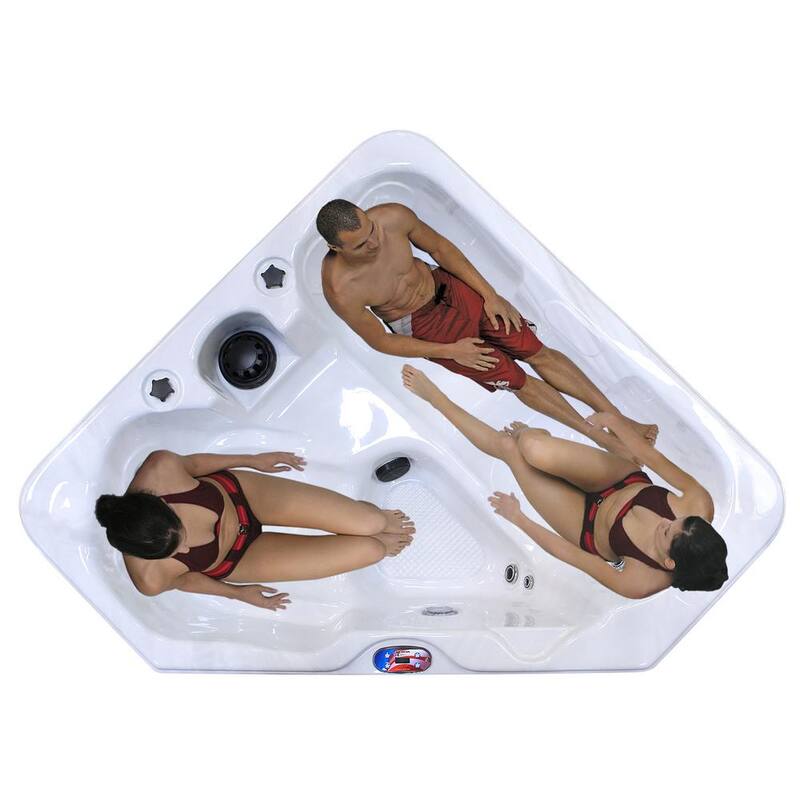 2-Person 28-Jet Premium Acrylic Triangle Sterling Silver Spa Hot Tub with Multi Color Spa Light