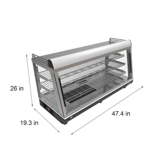 48 in 6.5 cu. Ft. 3 Shelf Countertop Self Service Commercial Food Warmer Display Case in Stainless Steel