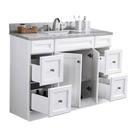 48 in. W x 22. in D. x 39 in. H Bath Vanity in White with White Marble Top