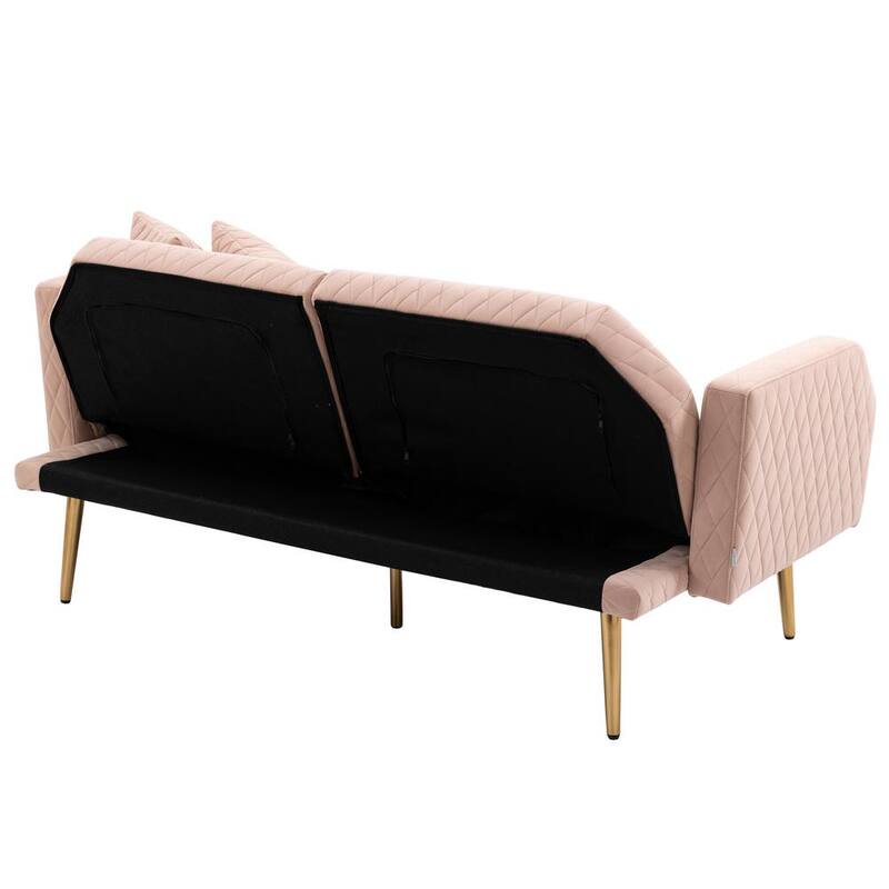 66 in. W Pink Velvet 2-Seater Loveseat with Rose Gold Metal Feet