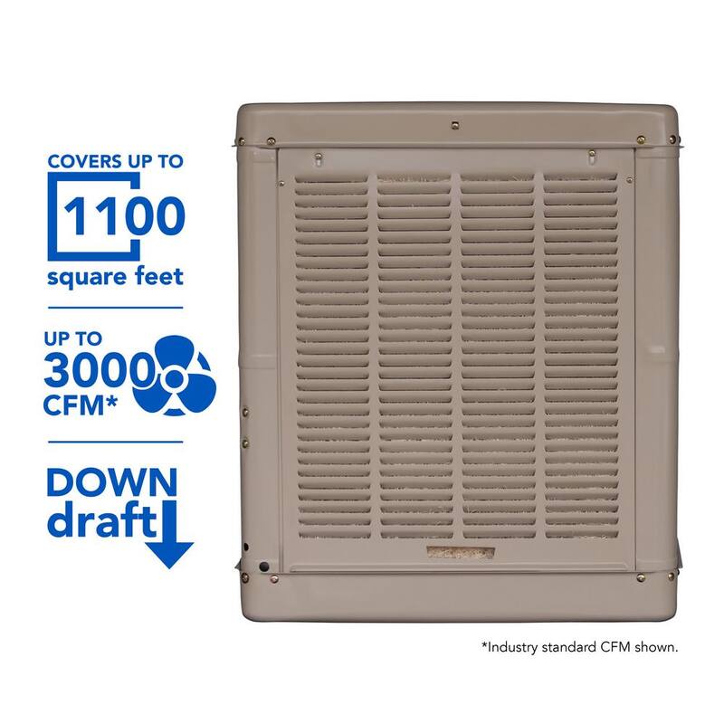 3000 CFM Down-Draft Roof Evaporative Cooler for 1100 sq. ft. Motor Not Included