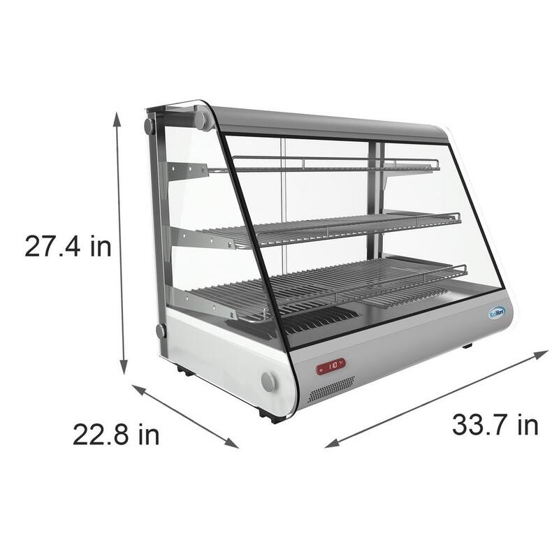 34 in 5.6 cu. Ft. 3 Shelf Countertop Commercial Food Warmer Display Case with LED lighting in Stainless Steel