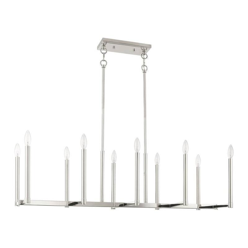 Alpine 10 Light Polished Nickel Linear Chandelier