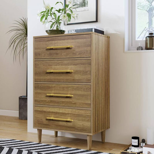 4 Drawer Walnut Chest of Drawers 46.2 in. H x 30 in. W x 17 in. D