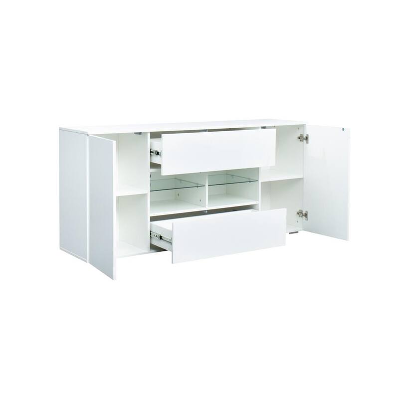 62.40 in. Lime White TV Stand with Double Doors and Drawers Fits TV's up to 70 in. for Living Room