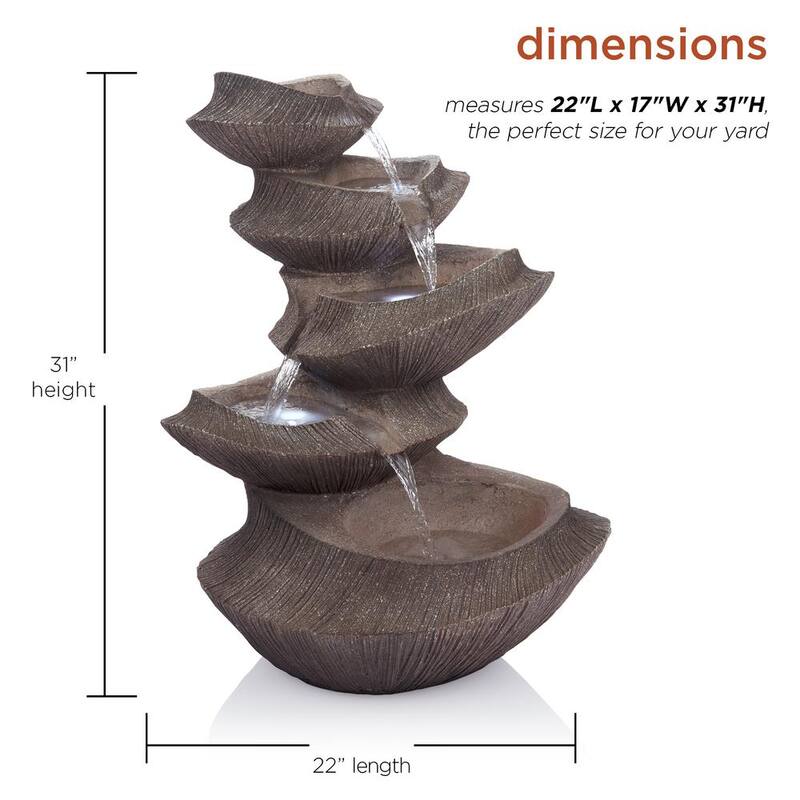 31 in. H Cascading Outdoor Fountain with LED Lights