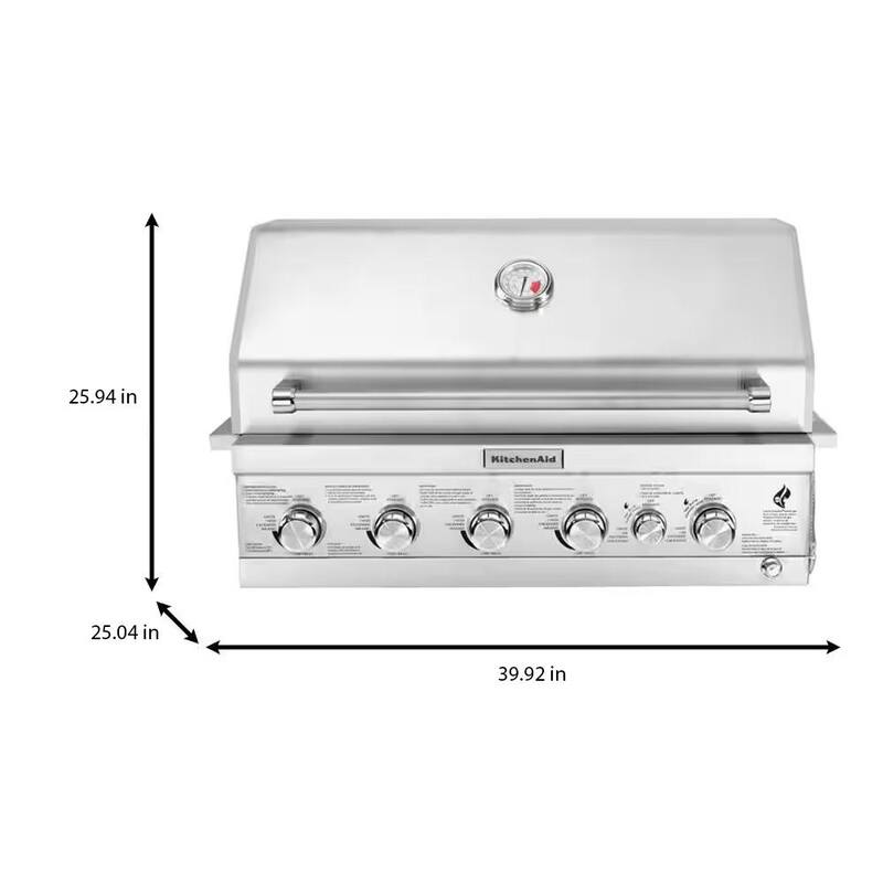 4-Burner Built-in Propane Gas Island Grill Head in Stainless Steel with Searing Main Burner and Rotisserie Burner