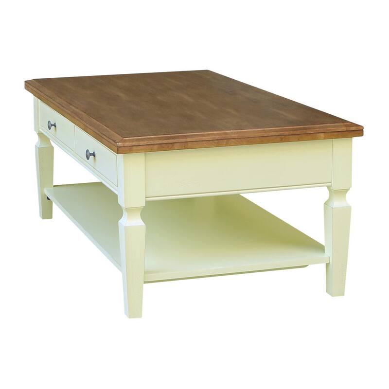 48 in. W Hickory/Shell Vista Solid Wood Coffee Table