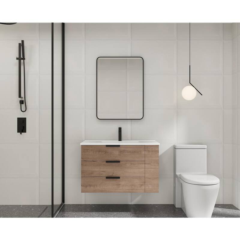 30 in. W x 18 in. D x 22 in. H Bath Vanity in Imitative Oak with White Top