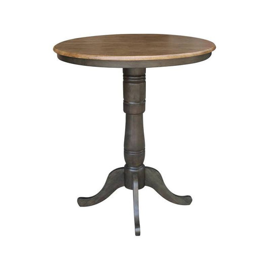 36 in. x 48 in. Hickory/Coal Solid Wood Dining Bar Height Pedestal Table