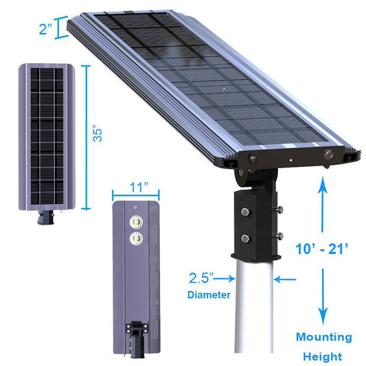 AI SMART 3200 Lumens Metallic Solar Power Motion Activated Outdoor Integrated LED CREE 3000K Street Area Light